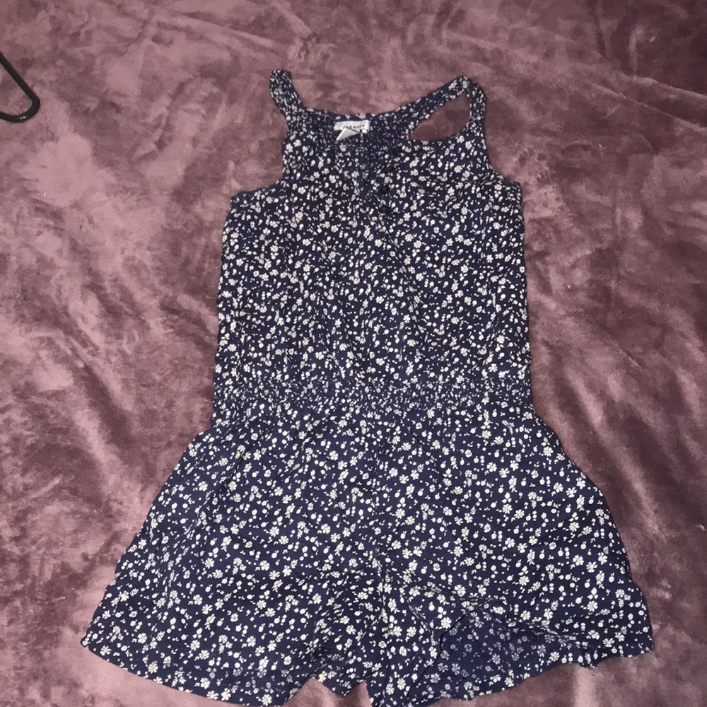 Blue romper with flowers